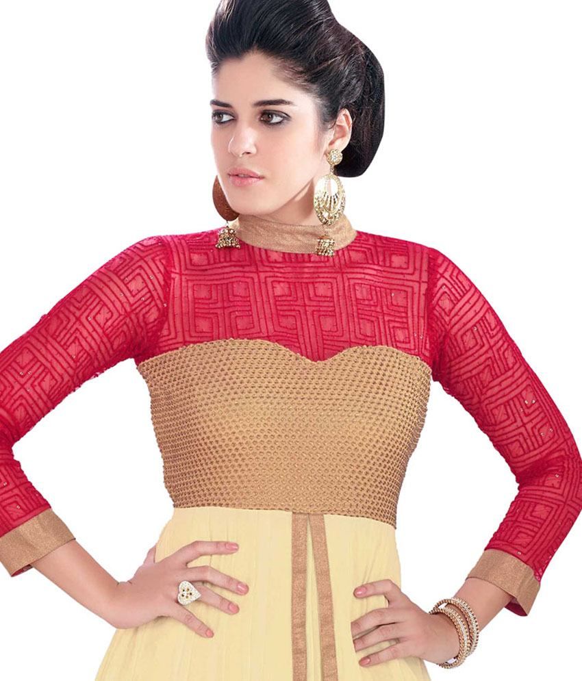 Surat Tex Red & Gold Color Indian Wear Embroidered Pure Georgette Semi ...