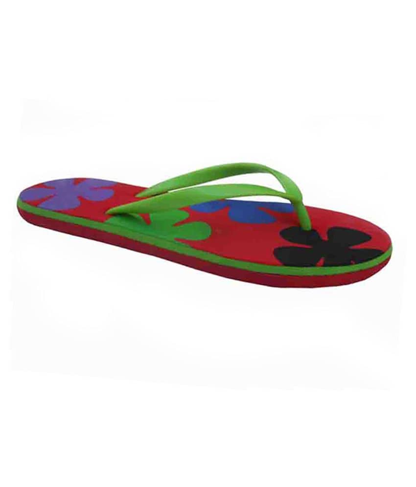 red rubber flip flops