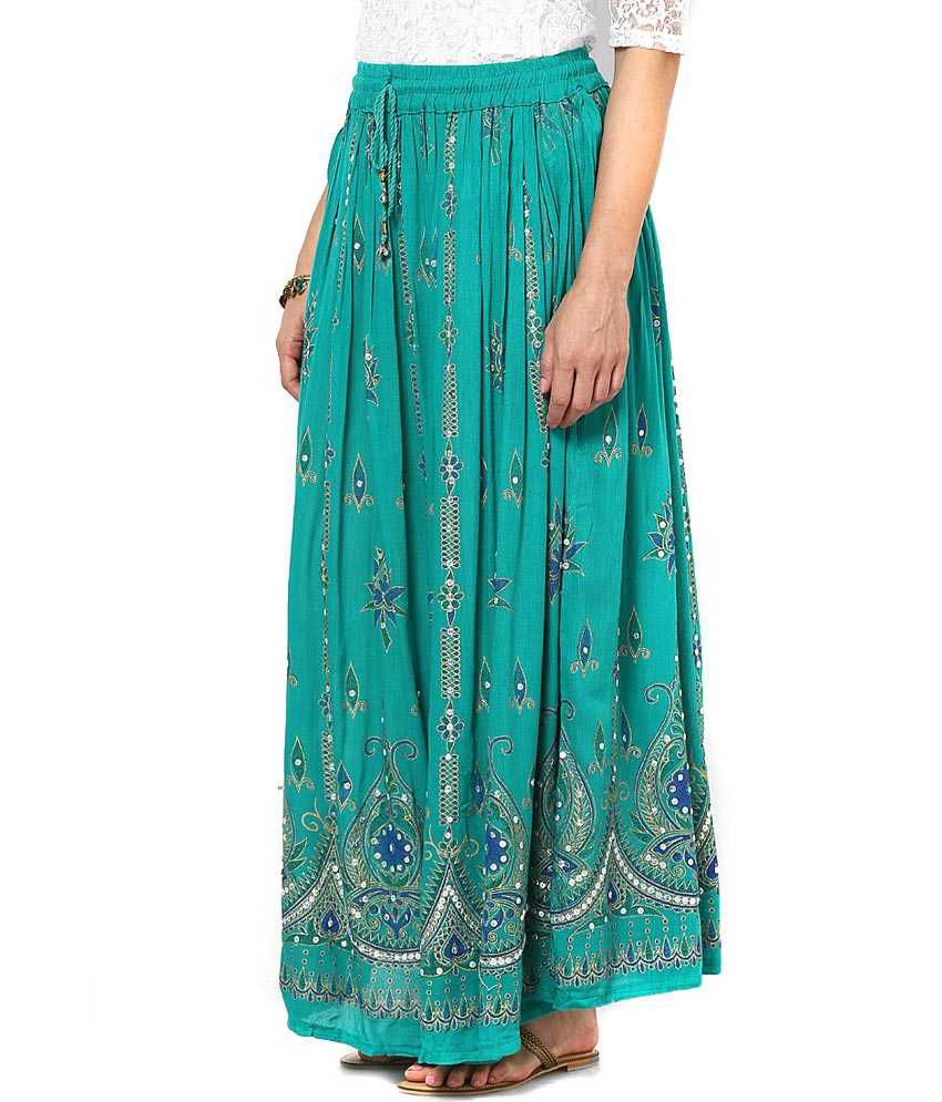 Buy Rajasthani Sarees Green Cotton Skirts Online at Best Prices in ...