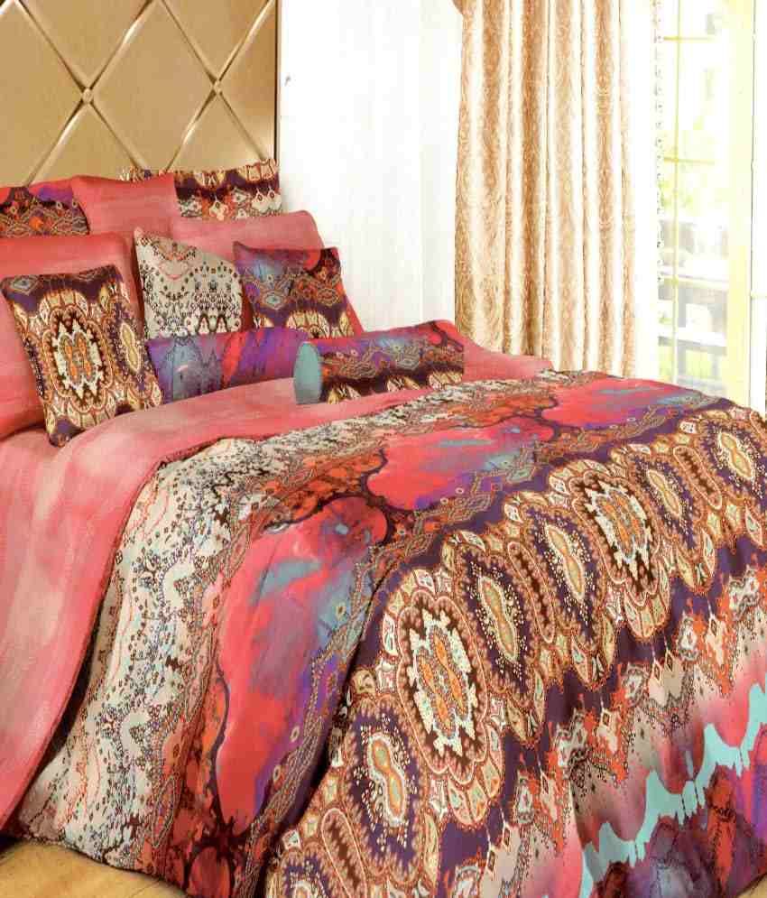 Instyles Ethnic Traditional Hd Printed Bed Sheet With 2 Pillow Cases