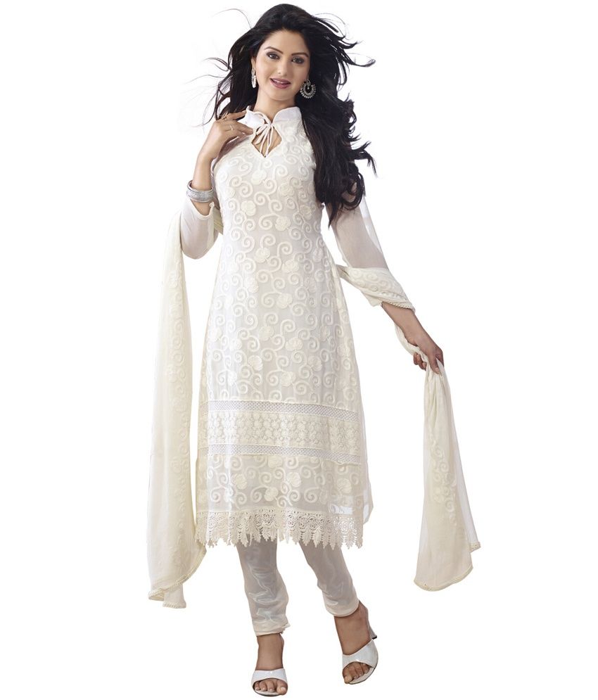 Dinnar Chiffon Karachi Work Dress Material_white Buy Dinnar Chiffon