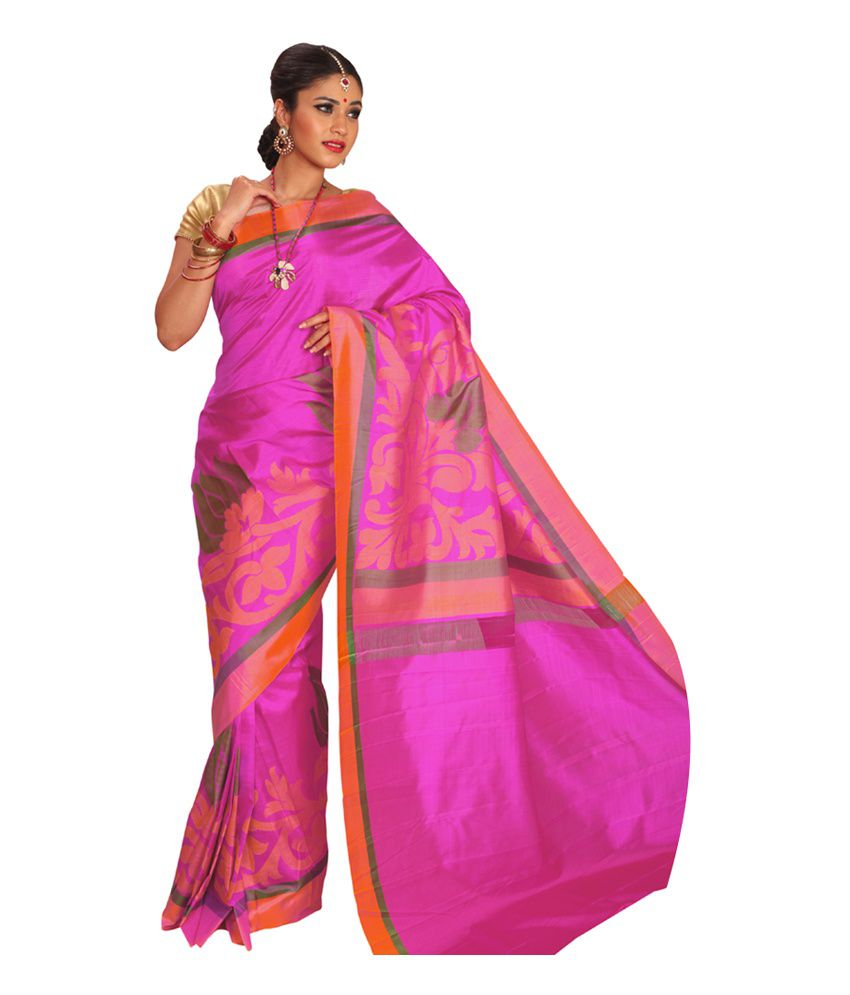 ShreeVastra Pink Silk Paithani Saree - Buy ShreeVastra Pink Silk ...