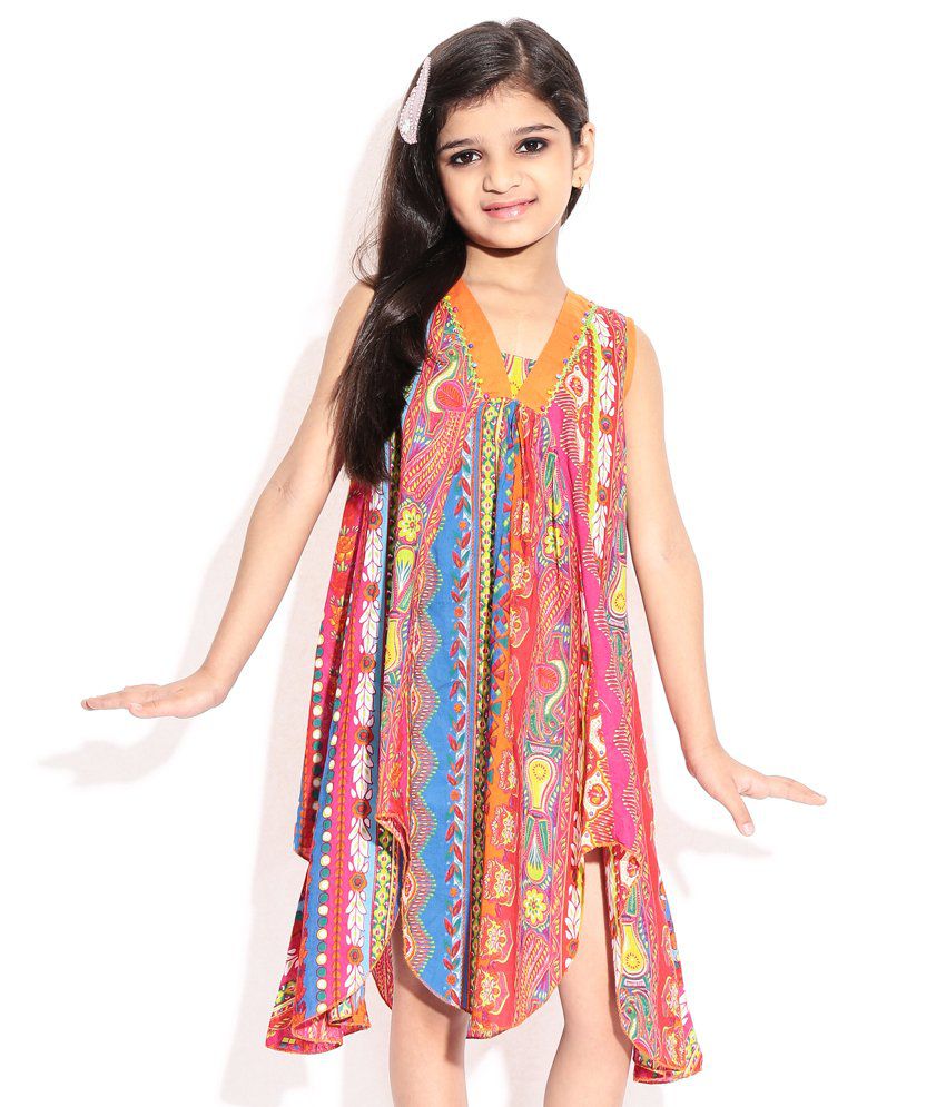 BIBA Sleeveless Multi Color Cotton Dress For Kids - Buy BIBA Sleeveless ...