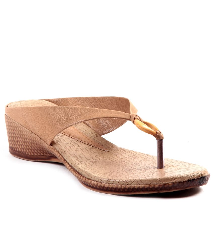 Latest Beige Faux Leather Sandal Ladies 