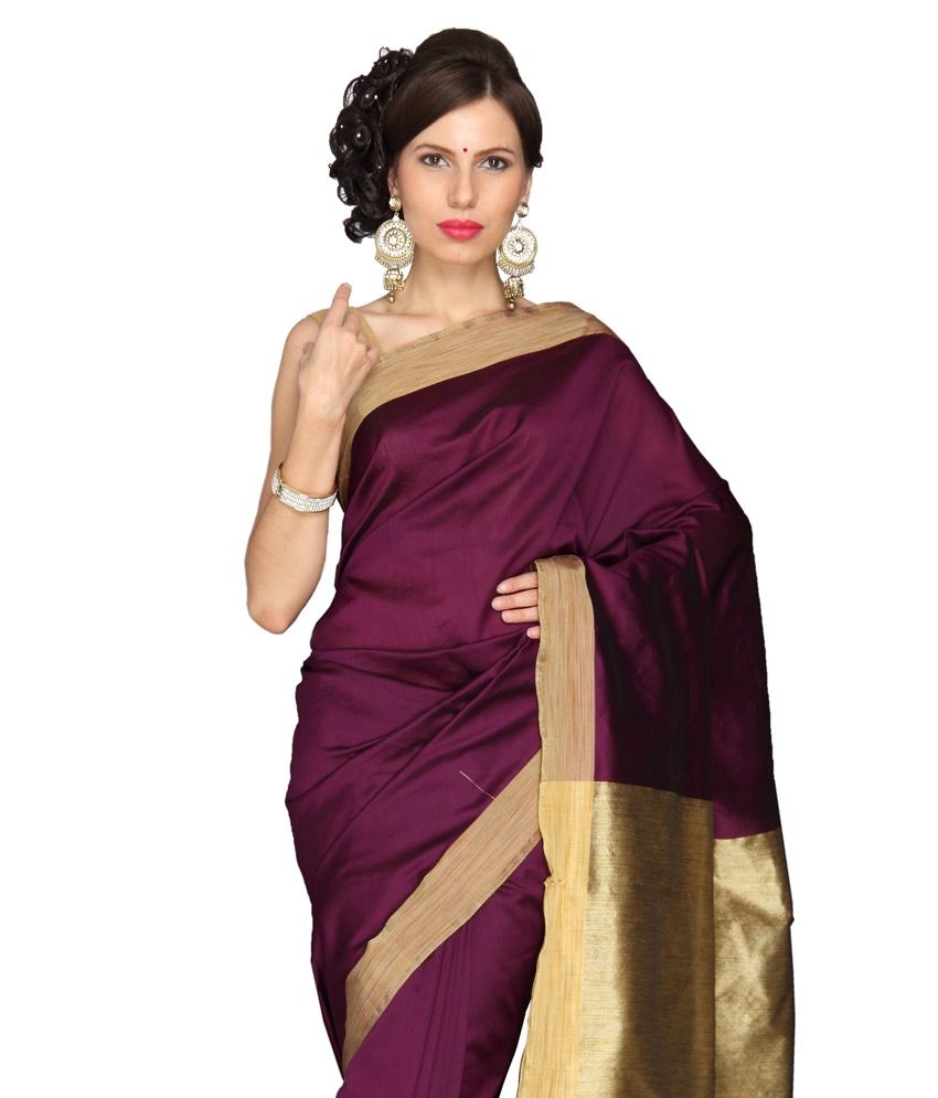 E-Vastram Brown and Beige Cotton Silk Saree - Buy E 