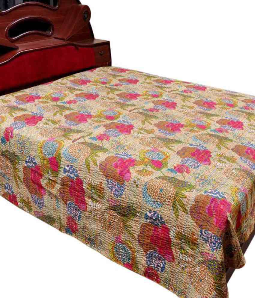 Sunshine Rajasthan Colourful Gujarati Katha Work Double Bed Cover - Buy ...