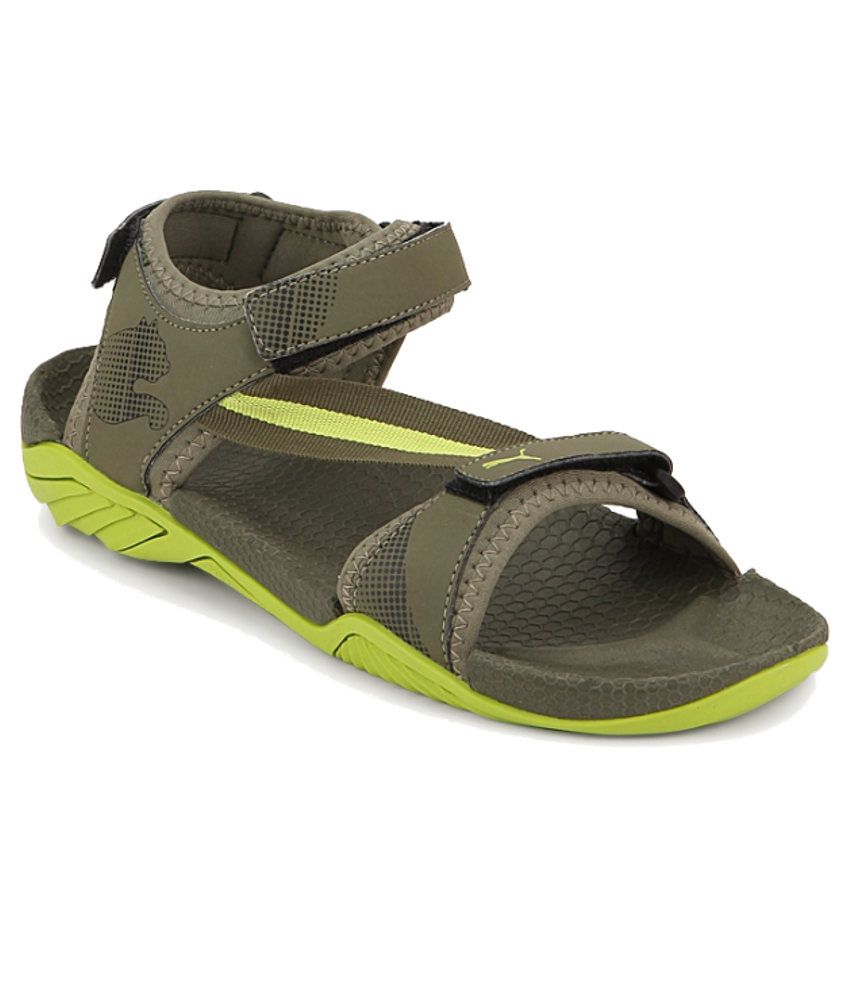 puma olive green sandals