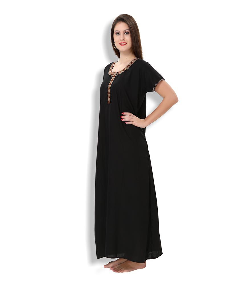 Buy Sand Dune Black Lizzy Bizzy Long Nighty Online at Best Prices in ...