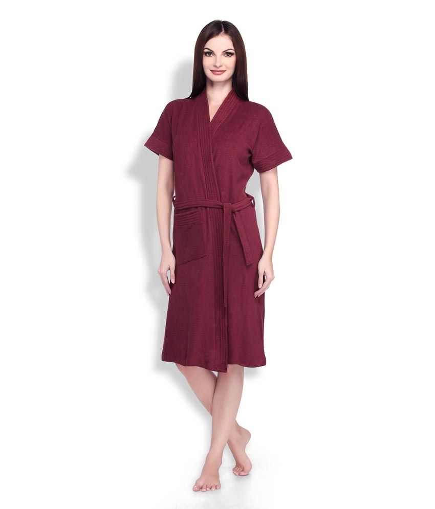 Buy Sand Dune Maroon Cotton Bathrobes Online at Best Prices in India