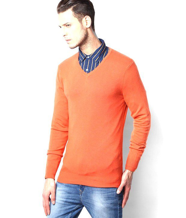 Angelo Litrico Blue Cotton V-neck Full Sleeve Sweater - Buy Angelo ...