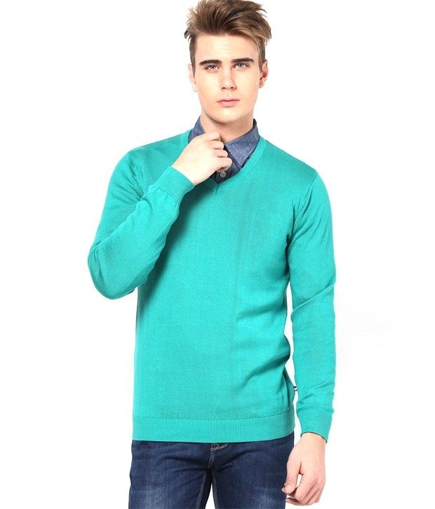 Angelo Litrico Green Cotton V-neck Full Sleeve Sweater - Buy Angelo ...