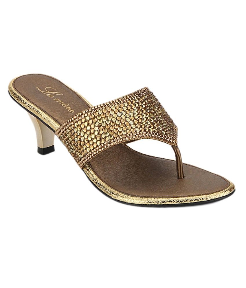 Lamere Women's Fashion Synthetic Antic Gold Heel Slip-on Price in India ...