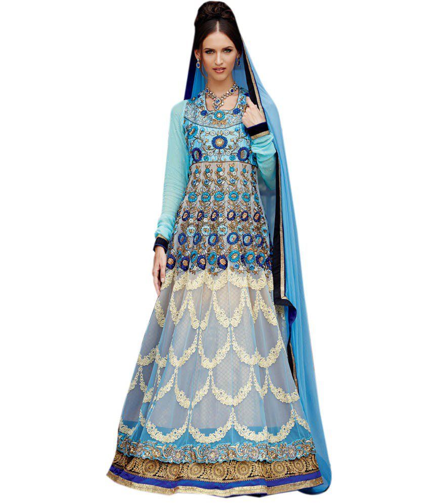 pastel blue anarkali