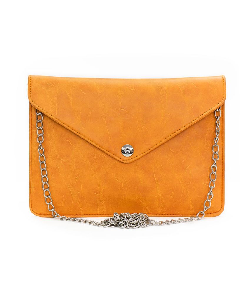 orange envelope clutch bag