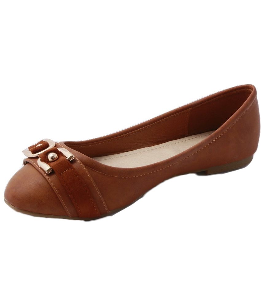 Footash Tan Flat Comfortable Ballies Price in India- Buy Footash Tan ...