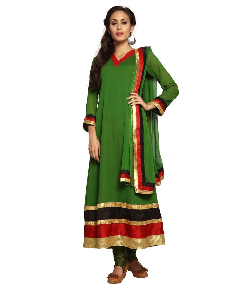 green gown with dupatta