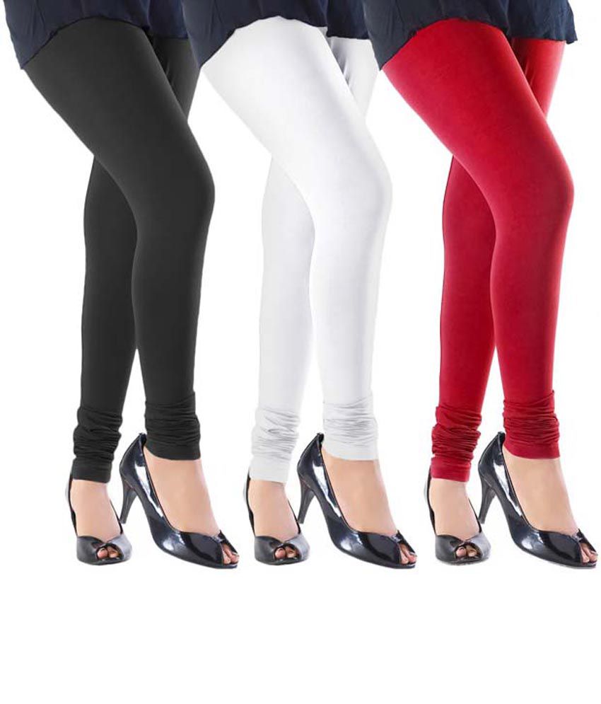 Sukreeti Creation Combo Of 3 Black, White And Red Leggings Price in ...