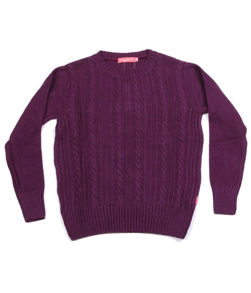 Wingsfield Purple Striped Sweater For Girls - Buy Wingsfield Purple ...