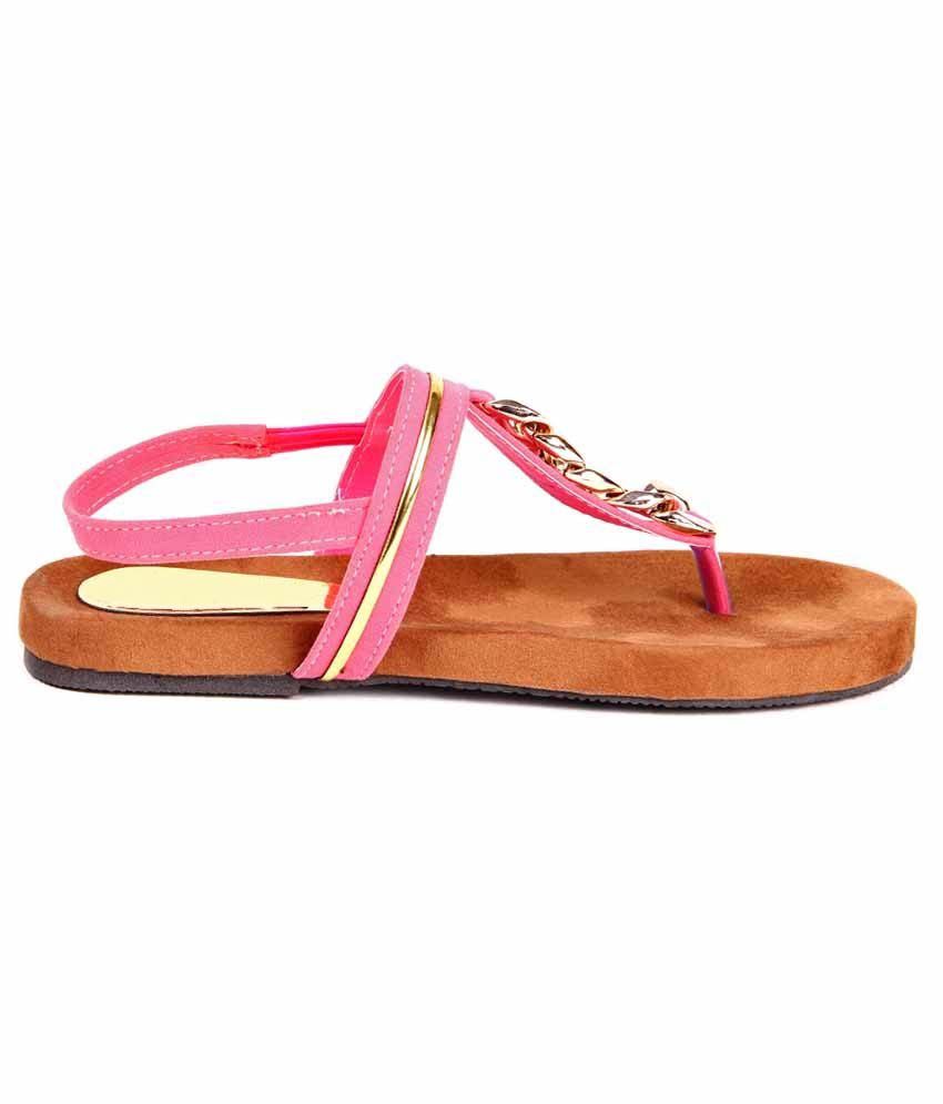Bindass Pink Flat Sandals For Women Price in India- Buy Bindass Pink ...