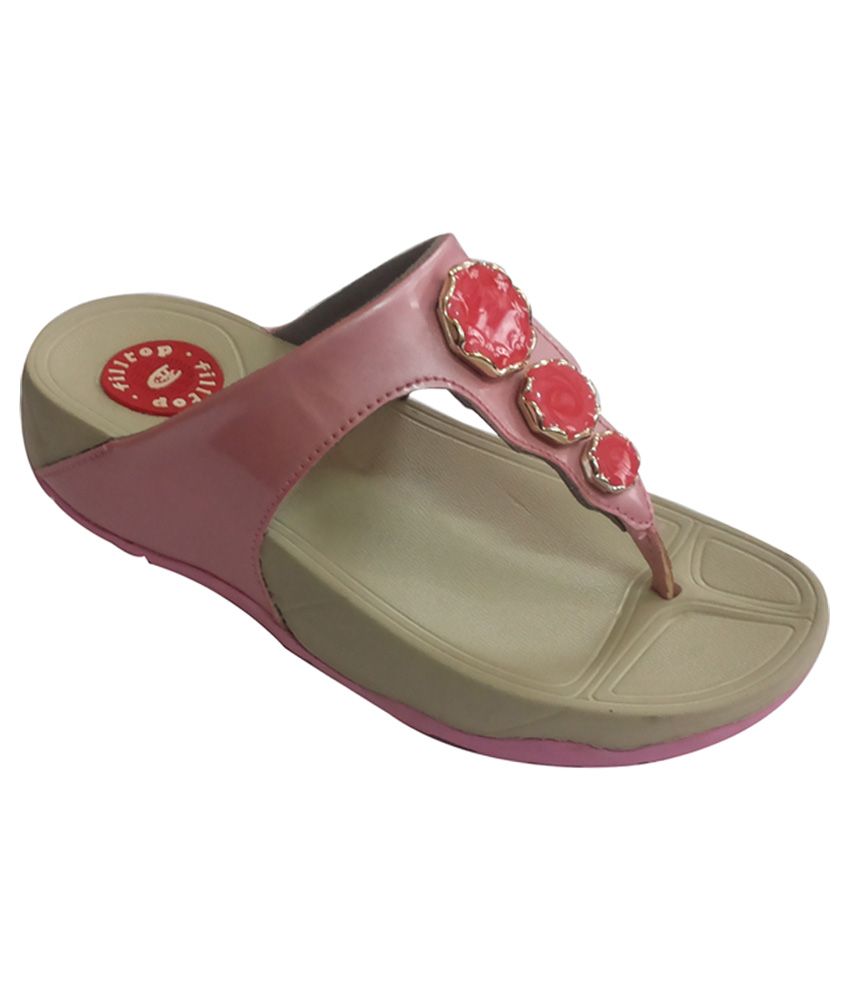 Filltop Stylish Pink Low Heel Flip Flops Price in India Buy Filltop