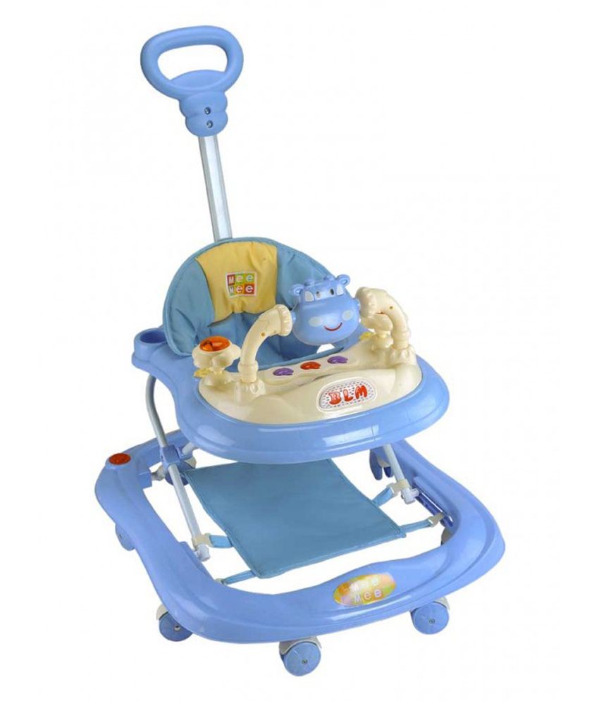     			Mee Mee Baby Walker with Adjustable Height and Push Handle Bar_Blue