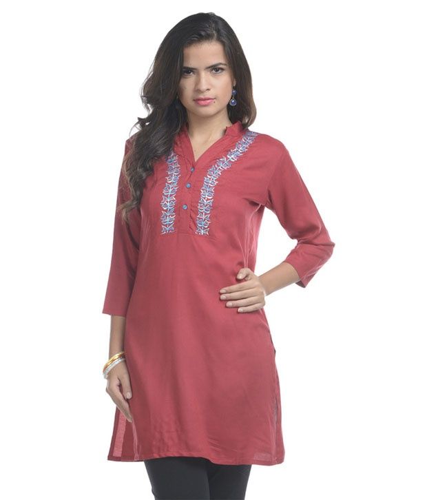 red colour kurti combination