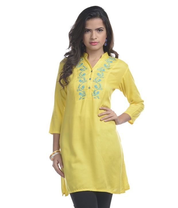 Sritika Yellow Colour Solid Kurti - Buy Sritika Yellow Colour Solid ...