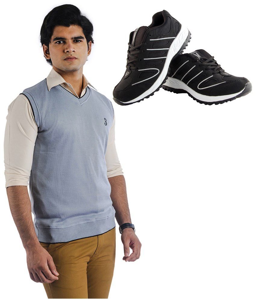 BLE Winter Combo Of Light Blue Sleeveless Pullover & Sports Shoes: Buy  Online at Low Price in India - Snapdeal