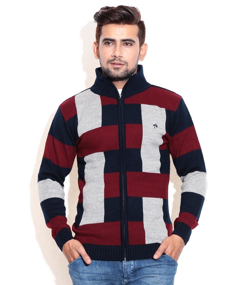 FabTree Navy Acrylic Zipped Sweaters Buy FabTree Navy Acrylic Zipped Sweaters Online at Best