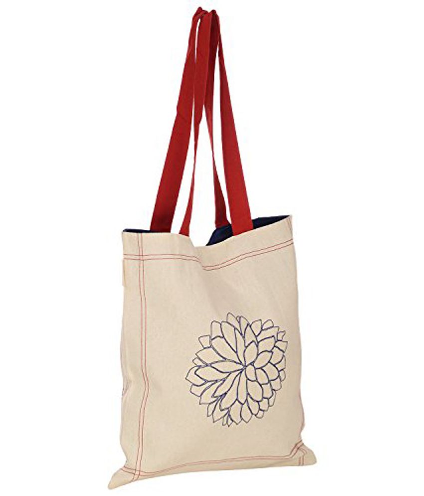 Buy Kohl Blue Dahlia Women's Canvas Tote Bag - Beige at Best Prices in ...