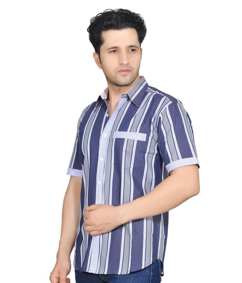 Ubho Core Gray Stripes Half Casual Shirt - Buy Ubho Core Gray Stripes ...