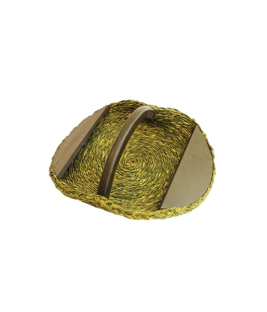 Kraftnation Sabai Grass & Wooden Moon Basket(big) Olive: Buy Online at