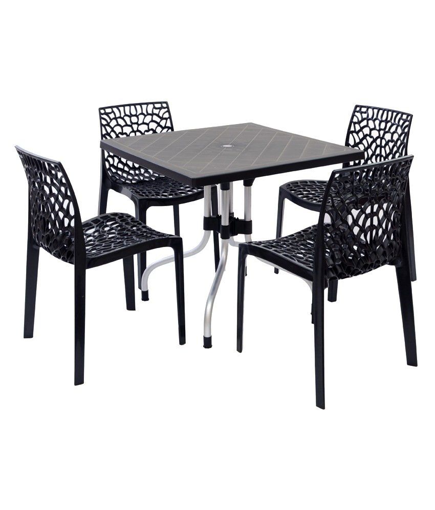 Supreme set of 4Web chair + 1 Olive foldable table - Black ...