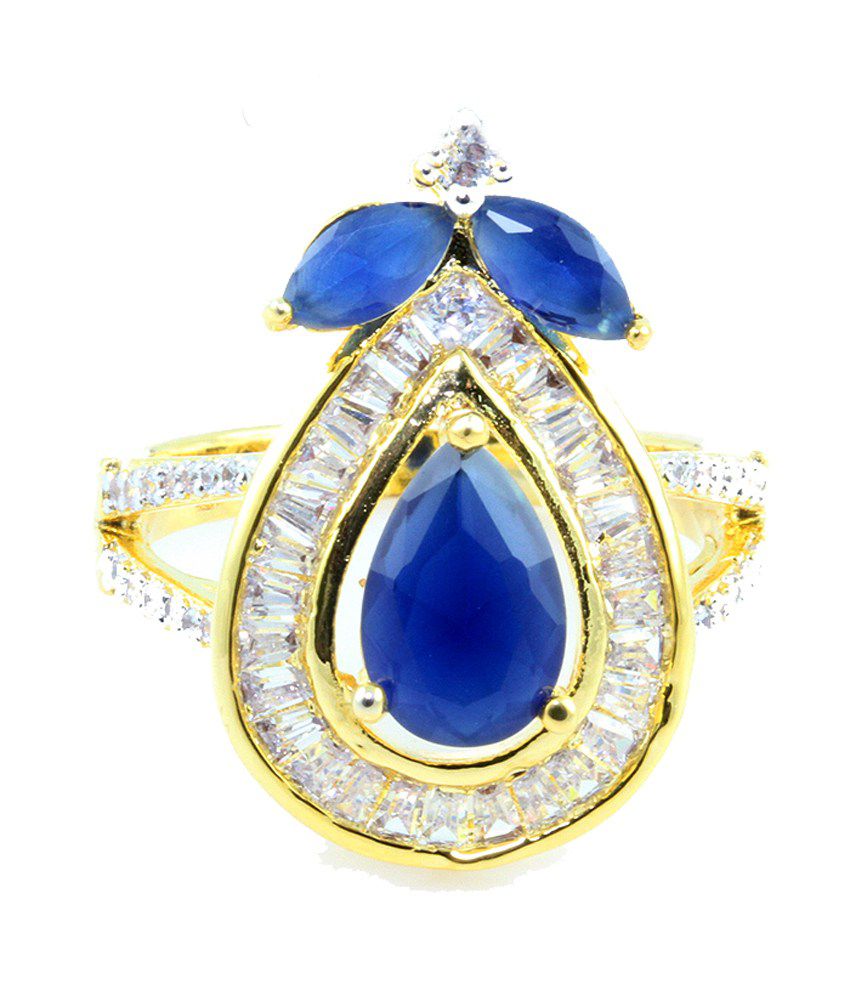 SuperShine Jewelry Gold Contemporary American Diamond Brass Ring: Buy ...