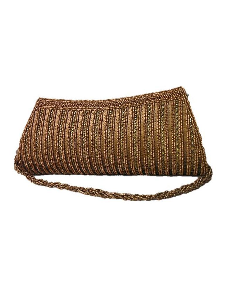 Buy Mysha Golden Beaded Clutch at Best Prices in India Snapdeal