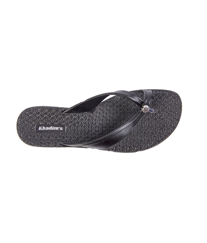 Khadim's Women Black Slipon Sandal Price in India Buy Khadim's Women