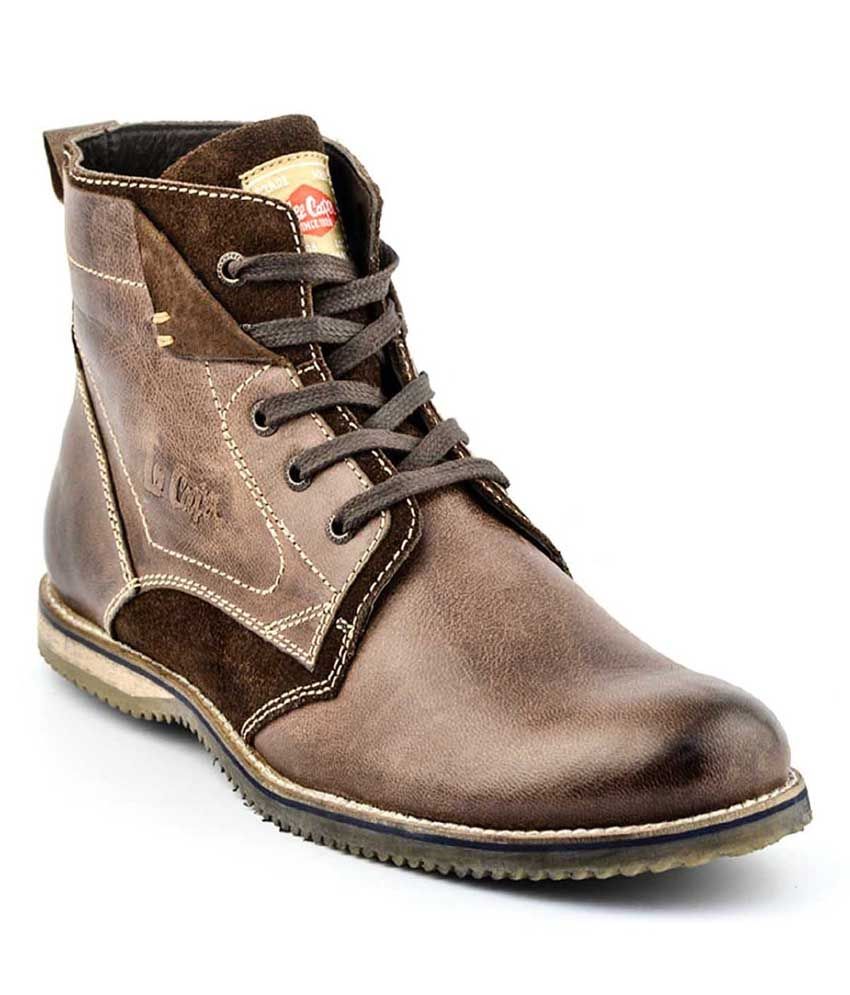 lee cooper brown leather casual shoes