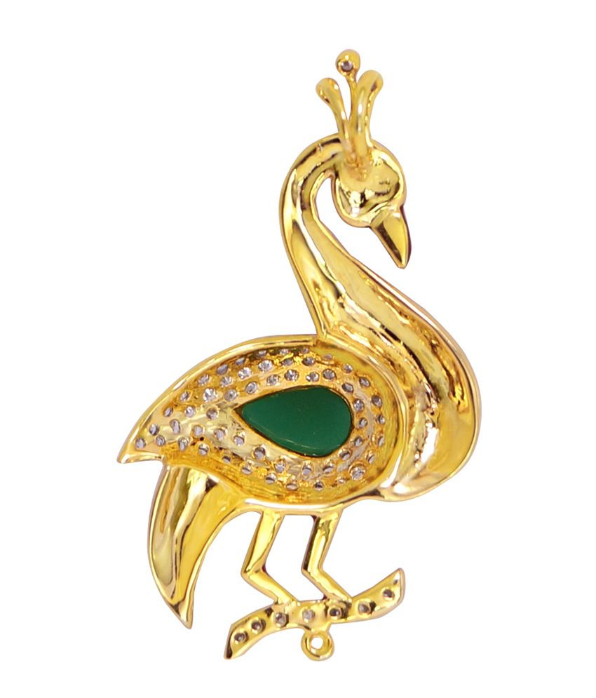 R S Jewels Gold Plated Peacock Design Multi Color Stone Enamel Pendant ...