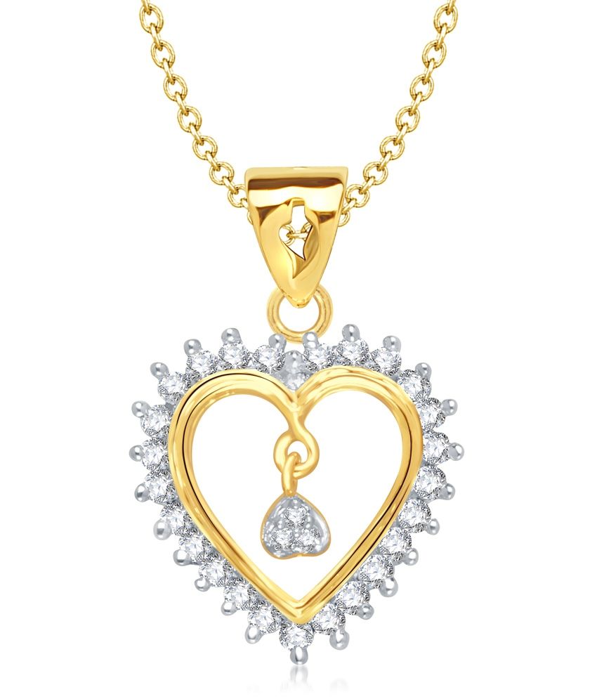 Vina Fashion Jewellery Gold Contemporary Hearts Pendant With Chain: Buy ...