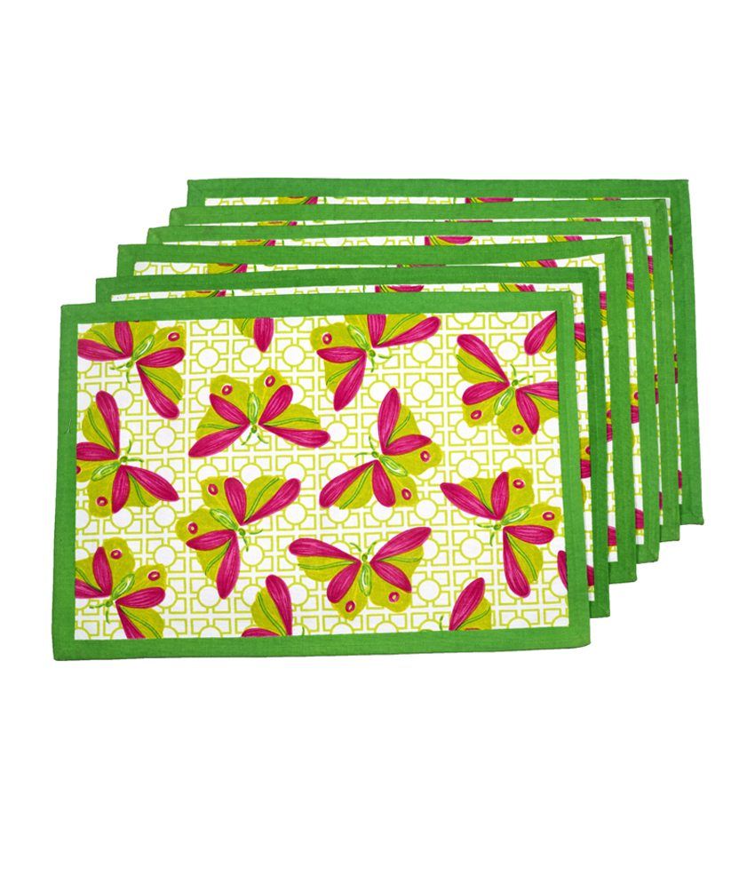 Ocean Collections Green And Red Printed Cotton Table Mats Buy Ocean