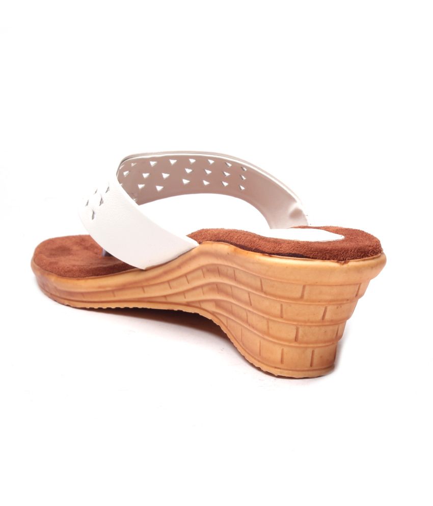 Anand Archies White Wedges Heeled Slip-on Price in India- Buy Anand Archies White Wedges Heeled 