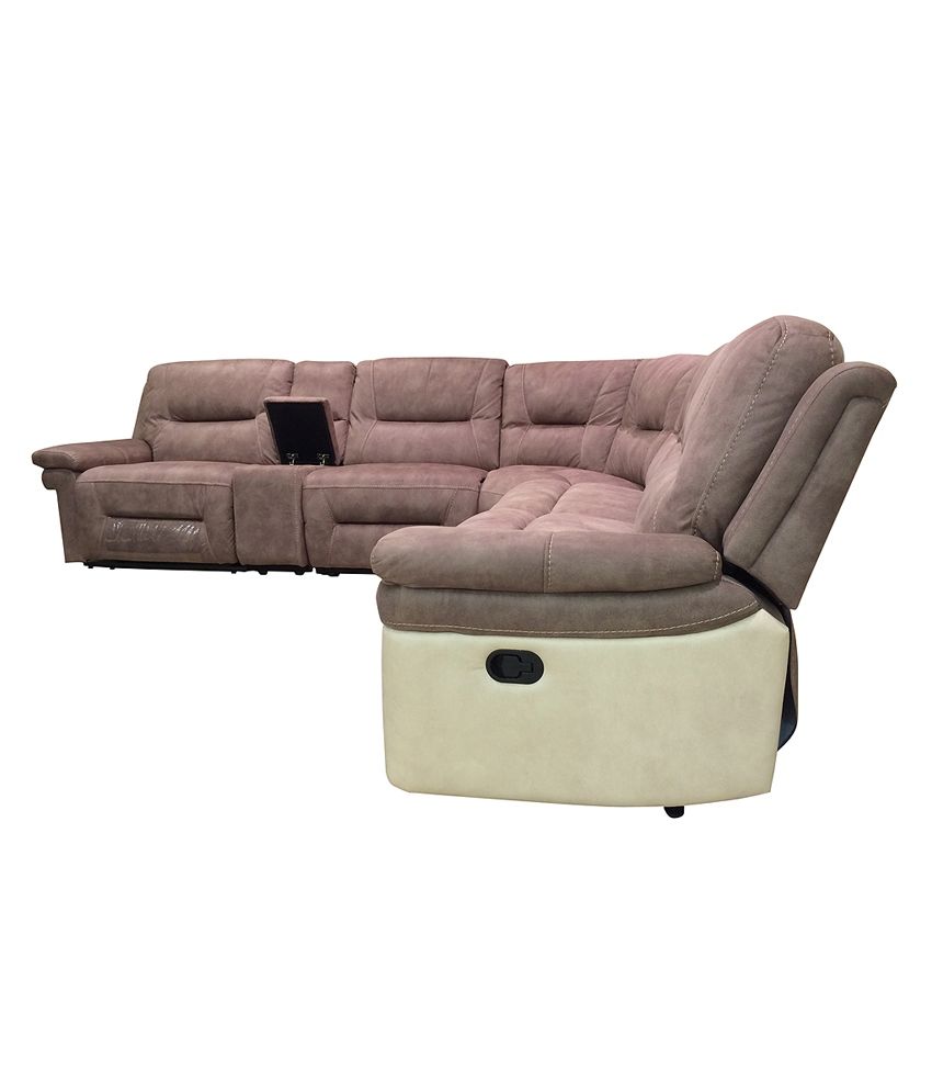 HomeTown Jupiter Fabric Lounger With Recliner Mocha & Cream Buy