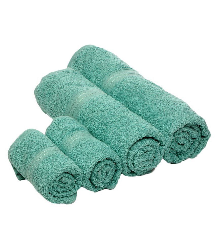 Bombay Dyeing Set of 4 Cotton Towels Green Buy Bombay Dyeing Set of