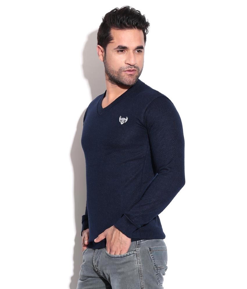 Buff Navy Blue Sweater & Blue Sweatshirt Combo - Buy Buff Navy Blue ...