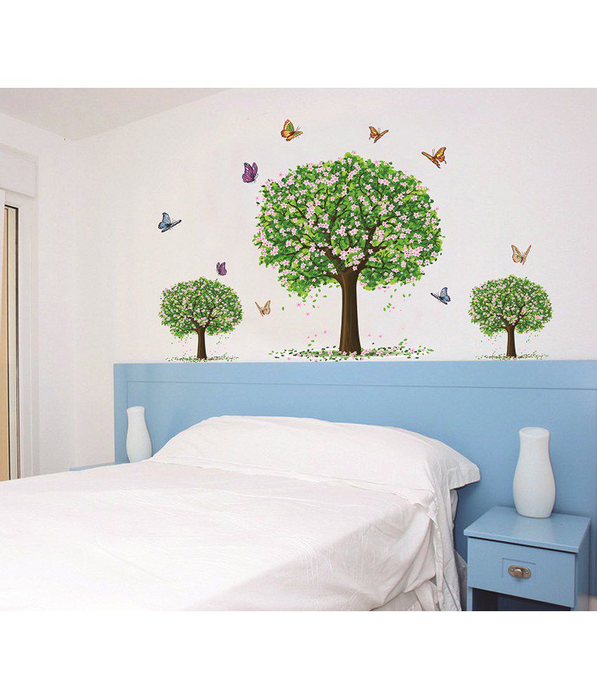     			Asmi Collection Pvc Wall Stickers Wall Decals Tree Flowers Butterfly