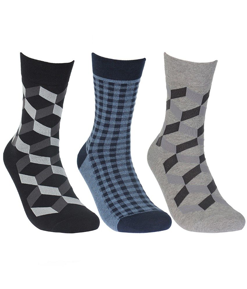 Bonjour Multicolour Pull Stretch Lycra Socks For Men (pack Of 3 Pairs ...
