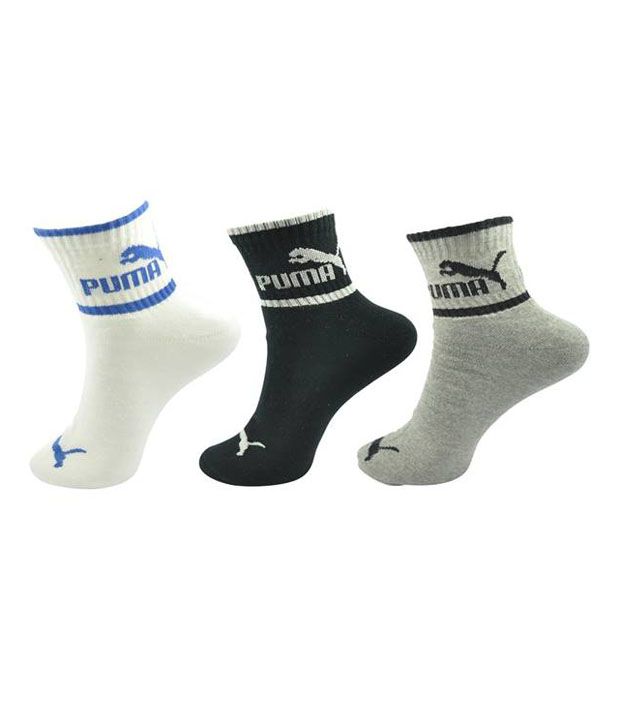 Puma Black, White & Grey Socks - 3 Pair Pack: Buy Online at Low Price ...
