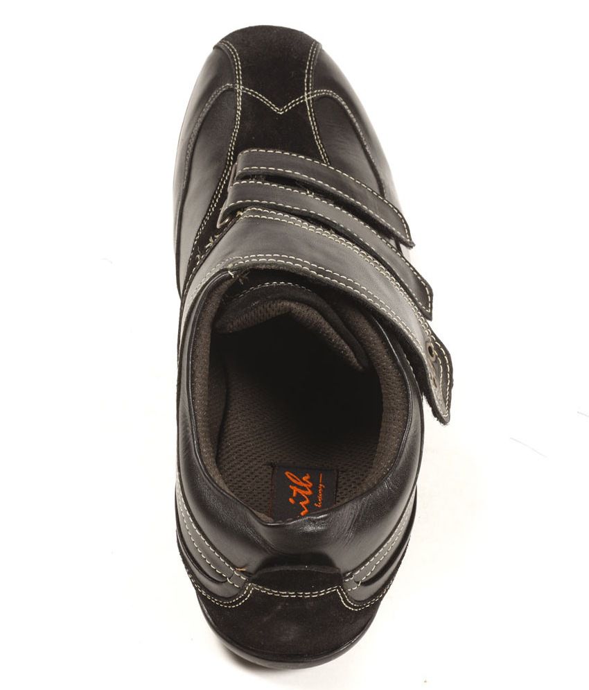 Tansmith Designer Black Casual Leather Shoes With Velcro - Buy Tansmith ...