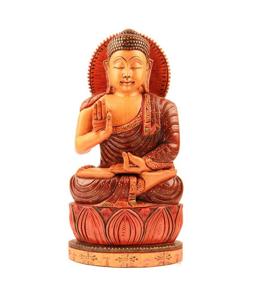 Rangasthali Exclusive Jaipur's Decorative Hand Made Wooden Buddha: Buy ...