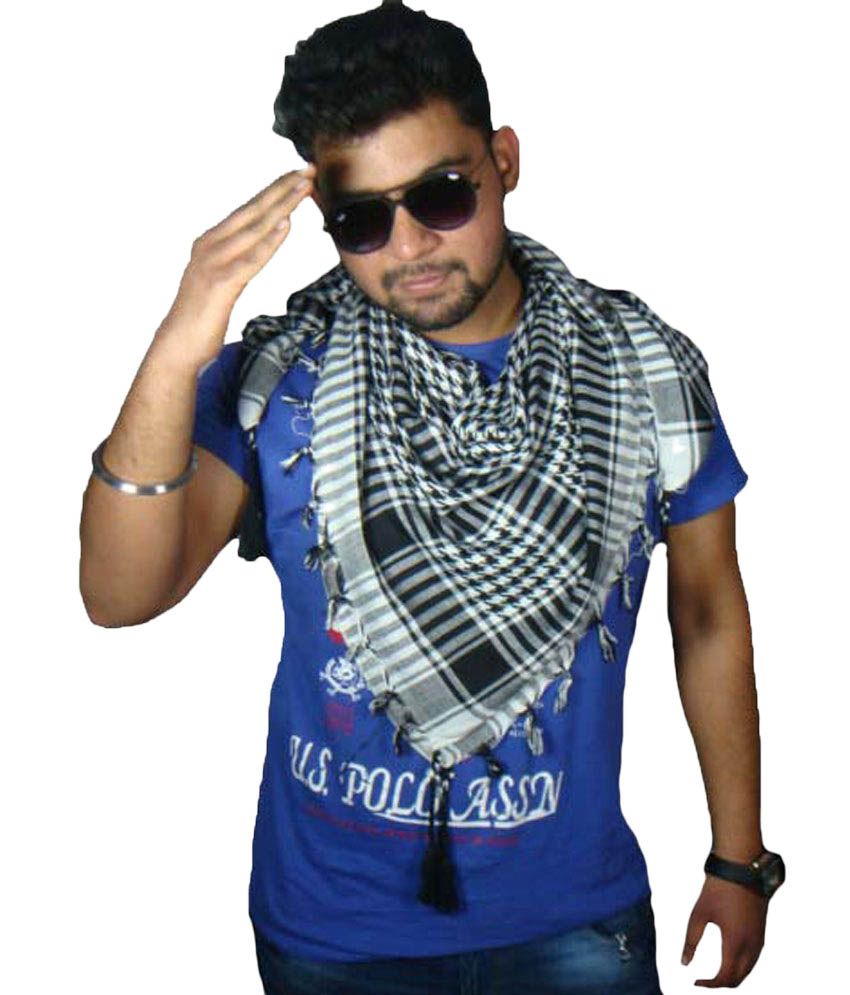 Anuze Fashion White Pure Silk Viscose soft and warm Arab Shemagh Head Arafat Checkered Men's scarf Neck Wrap Muffler scarves